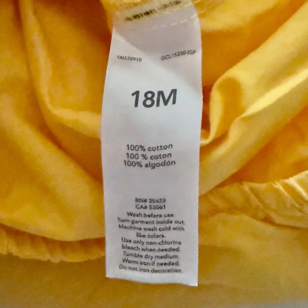 Carter’s Floral Print Ruffle Tank Sunsuit Romper Dress Yellow Size 18 Months